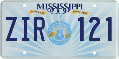 MS license plate ZIR121
