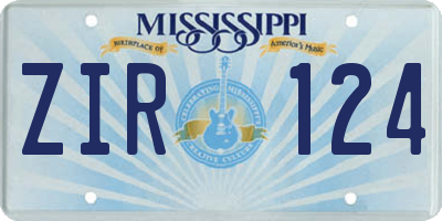 MS license plate ZIR124