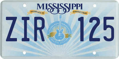 MS license plate ZIR125