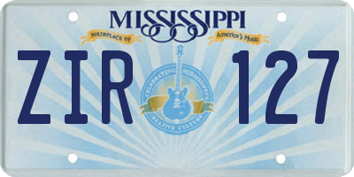 MS license plate ZIR127