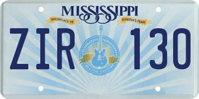 MS license plate ZIR130