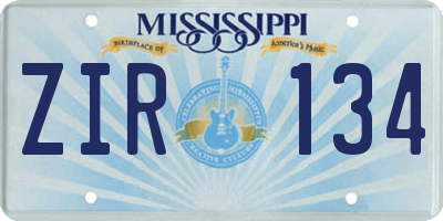MS license plate ZIR134