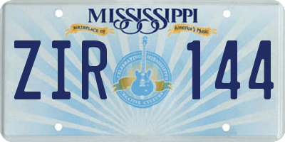 MS license plate ZIR144
