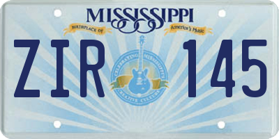 MS license plate ZIR145