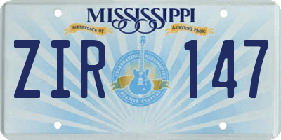 MS license plate ZIR147