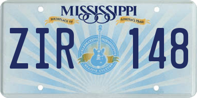 MS license plate ZIR148