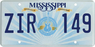MS license plate ZIR149