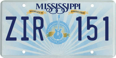 MS license plate ZIR151