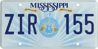 MS license plate ZIR155