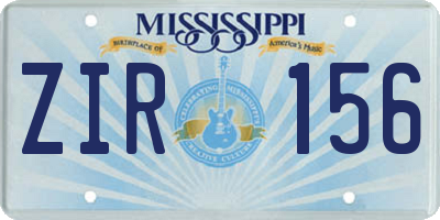 MS license plate ZIR156