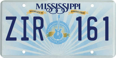 MS license plate ZIR161