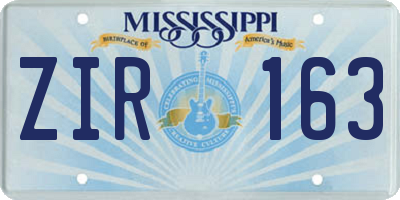 MS license plate ZIR163
