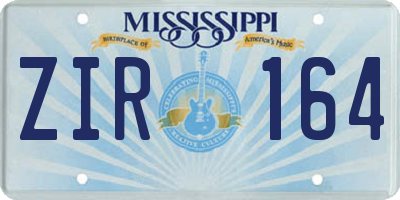 MS license plate ZIR164