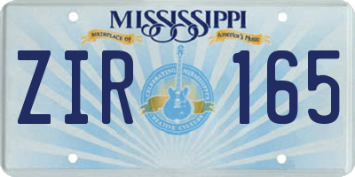 MS license plate ZIR165