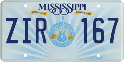 MS license plate ZIR167