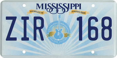 MS license plate ZIR168