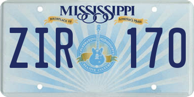 MS license plate ZIR170