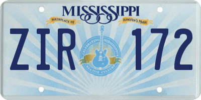 MS license plate ZIR172