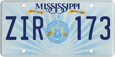 MS license plate ZIR173