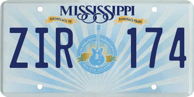 MS license plate ZIR174