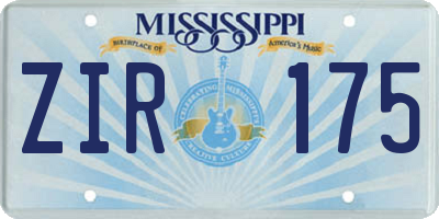 MS license plate ZIR175