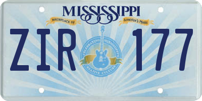 MS license plate ZIR177
