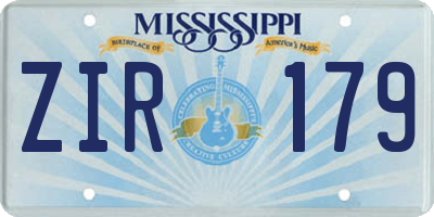 MS license plate ZIR179