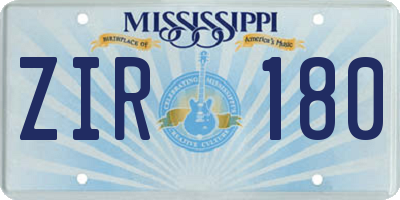 MS license plate ZIR180