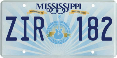 MS license plate ZIR182