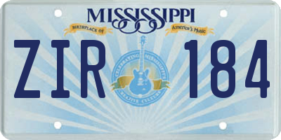 MS license plate ZIR184