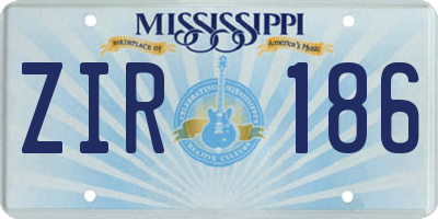 MS license plate ZIR186