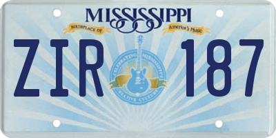 MS license plate ZIR187