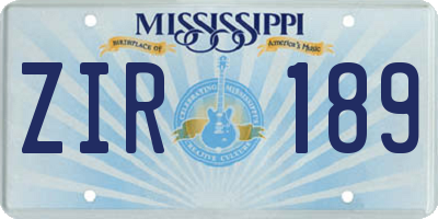 MS license plate ZIR189