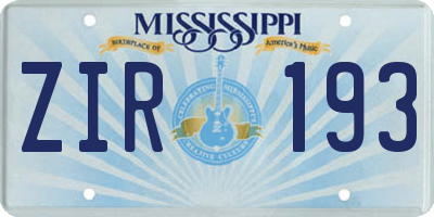 MS license plate ZIR193