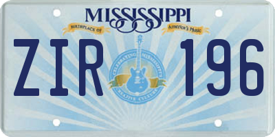 MS license plate ZIR196