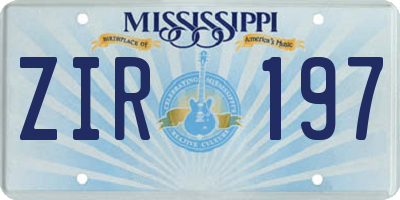 MS license plate ZIR197