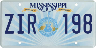 MS license plate ZIR198