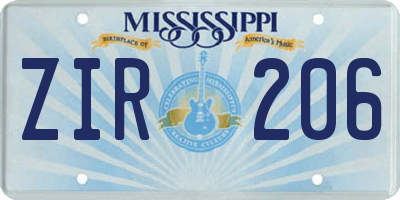 MS license plate ZIR206