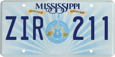 MS license plate ZIR211