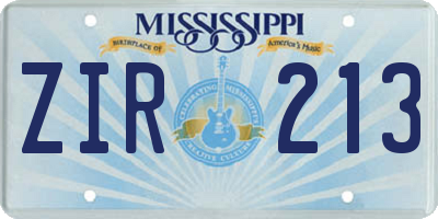 MS license plate ZIR213
