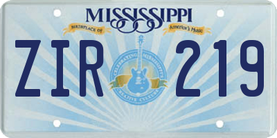 MS license plate ZIR219
