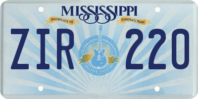 MS license plate ZIR220