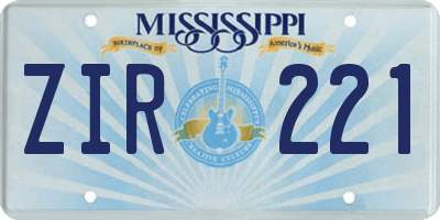 MS license plate ZIR221