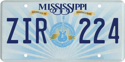 MS license plate ZIR224
