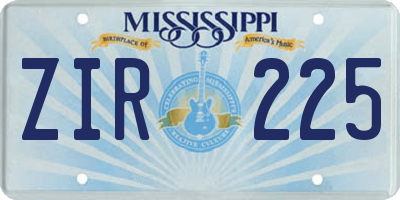 MS license plate ZIR225