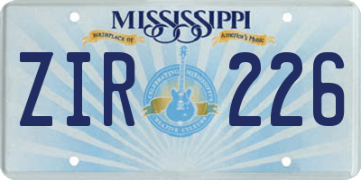 MS license plate ZIR226