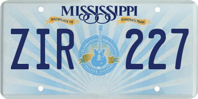 MS license plate ZIR227