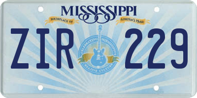 MS license plate ZIR229
