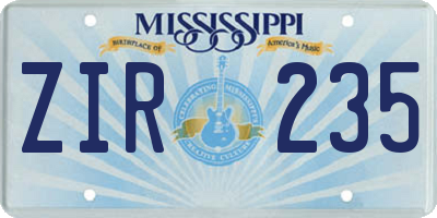 MS license plate ZIR235