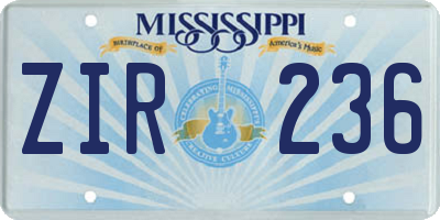 MS license plate ZIR236